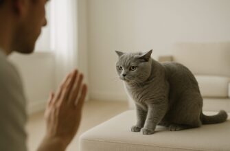 Кошка напротив человека