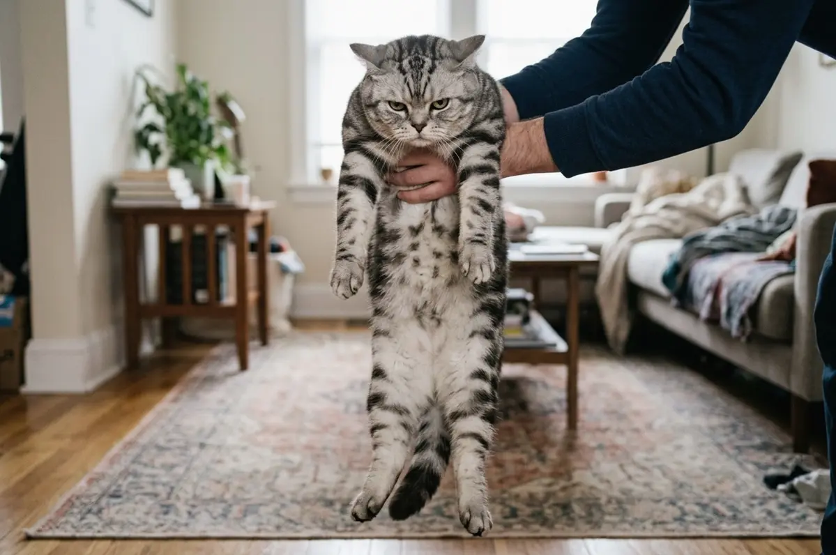 Британскому коту неуютно на руках
