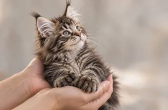 Котенок мейн-куна на руках